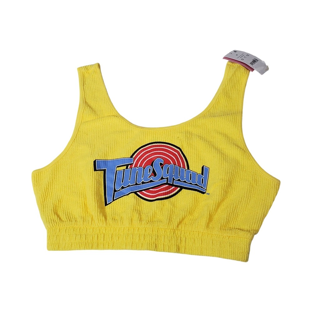Yellow Balloon Space Jam Tune Squad Ribbed Crop Top Yellow Medium